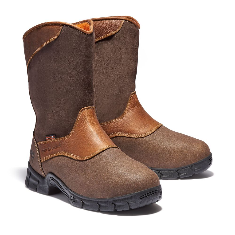 Timberland Mens Pro Boots Excave Wellington Met Guard Steel Toe - Brown - India LI4056291